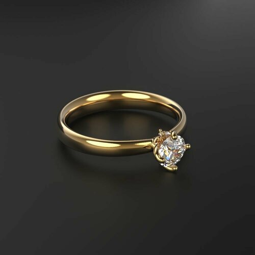 Кольцо помолвочное Constantine Filatov помолвочное кольцо с бриллиантом, желтое золото, 585 проба, размер 15.25, желтый
