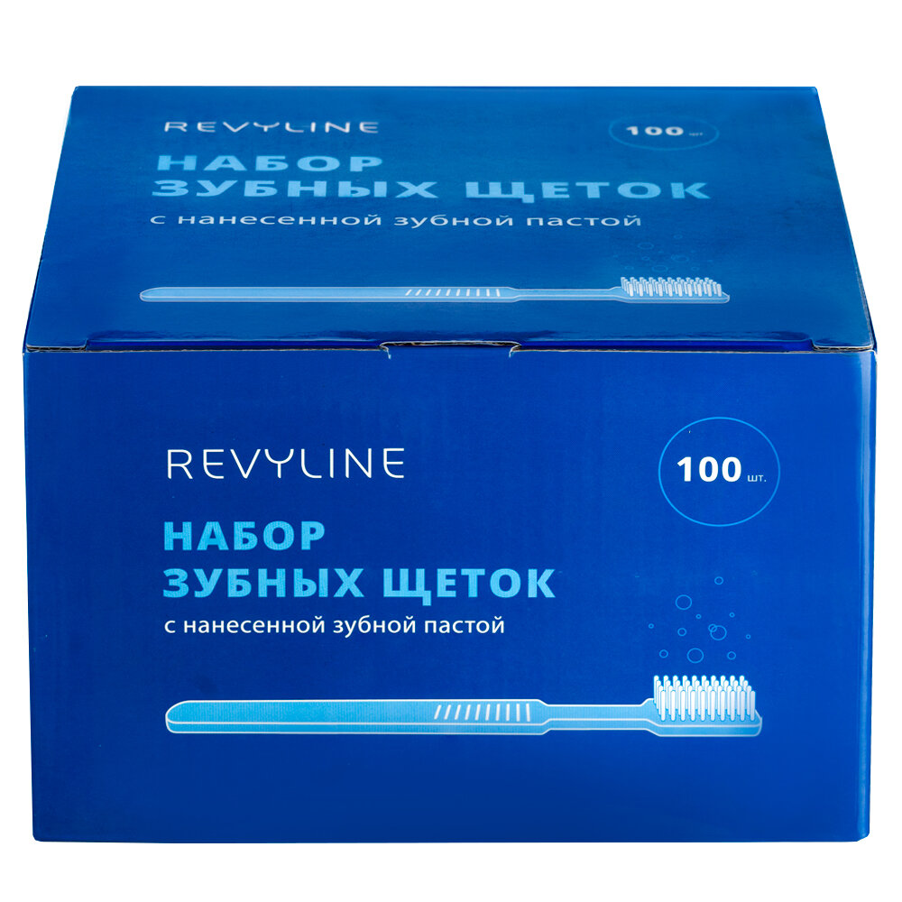 Набор зубных щеток Revyline, с зубной пастой, средняя жесткость, 100 штук — фото 1