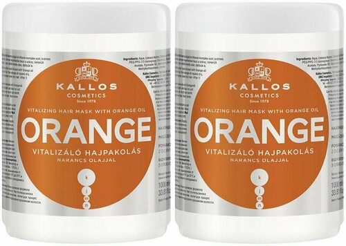 Kallos Cosmetics Маска для волос восстанавливающая с маслом апельсина, 1000 мл, 2 штуки