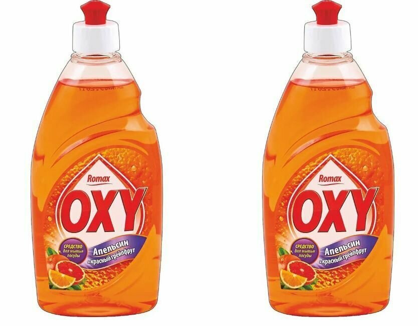ROMAX средство для мытья посуды Romax OXY Апельсин и красный грейпфрут 450г - 2 штуки