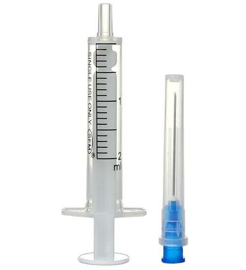 Шприц одноразовы 2-х компонентный, игла 23G 0. 6 х 30 мм, 2 мл