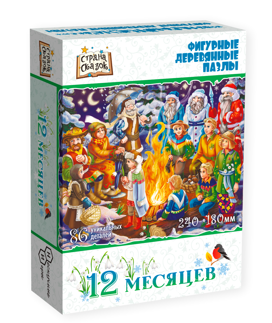 Страна сказок Фигурный деревянный пазл 12 месяцев арт.8379 (мрц 549 руб) /48 (Новый год)