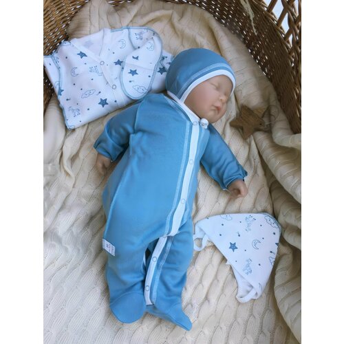 Комбинезон Jolly Baby, размер 50-56, бирюзовый, белый детские комбинезоны dermspe на 0 24 месяцев летняя одежда для новорожденных детский комбинезон с коротким рукавом и принтом наряды для мальчик