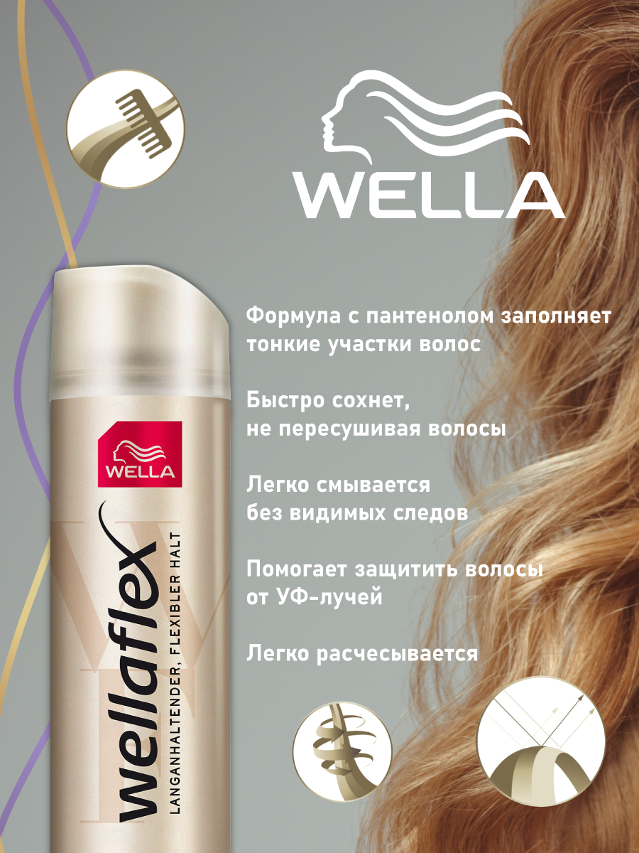 Лак для волос, "WELLA Wellaflex", насыщенность и стиль (суперсильная), Hairspray FULLE & Style, 250 мл.
