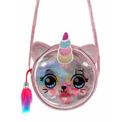 Набор косметики в сумочке Кэтикорн блеск для губ, лак для ногтей, гель-блеск для век, тени для век, аппликатор для нанесения теней, колечко