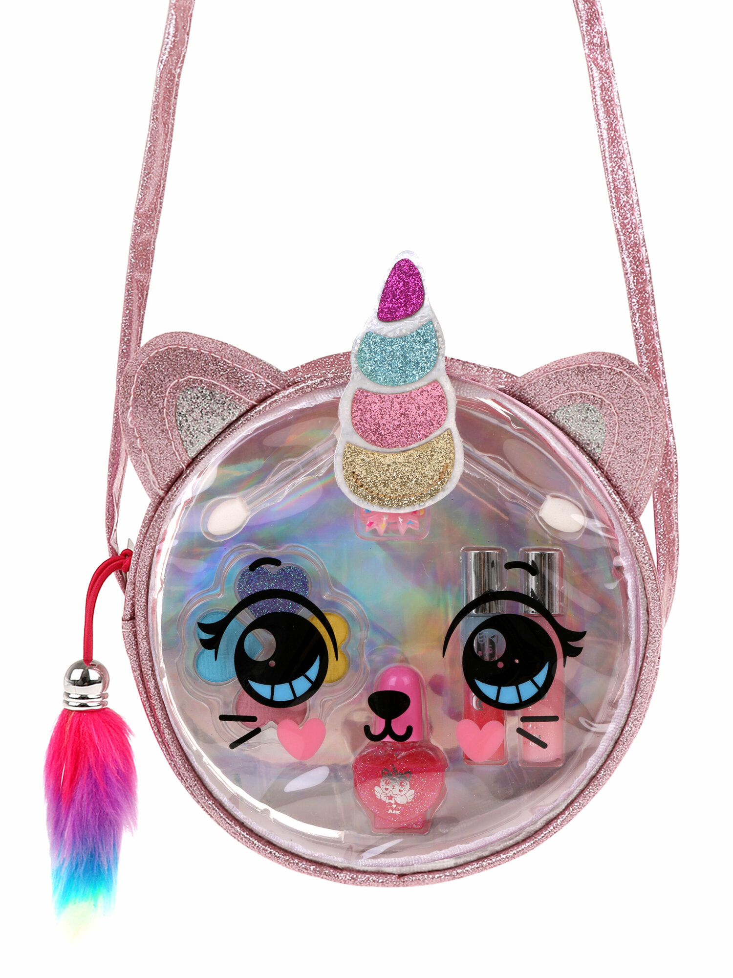 фото Набор косметики в сумочке"Caticorn", блеск для губ, гель-блеск для век, тени для век, аппликатор для нанесения теней, колечко Mary Poppins 456003