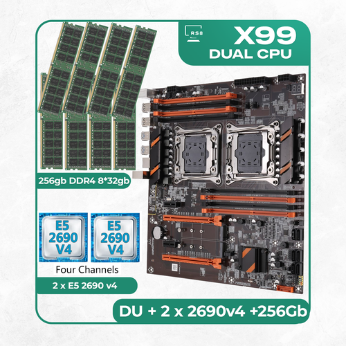 Комплект материнской платы X99: ZX-DU99D4 + 2 x Xeon E5 2690v4 + DDR4 256Гб 8х32Гб