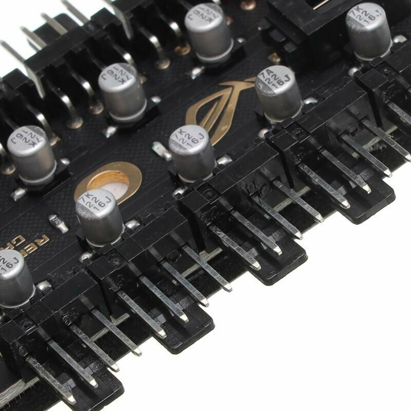 Разветвитель для вентиляторов. Хаб Asus Auros 3 4PIN PWM на 10 вентиляторов питание от Molex — фото 1