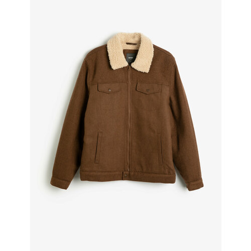 фото Куртка koton, размер m, коричневый, белый