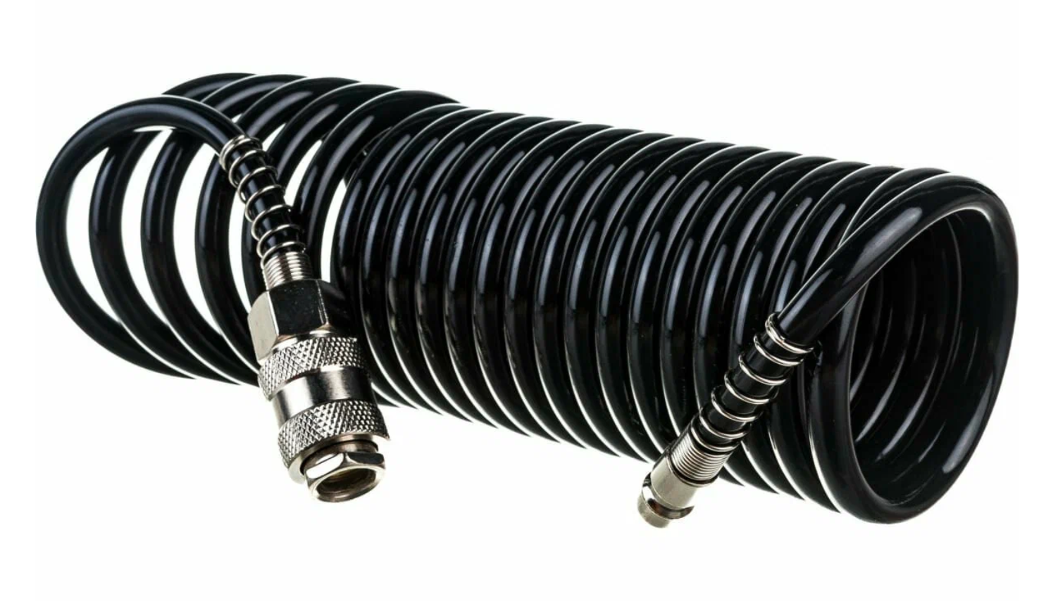 Шланг Pegas спиральный черный полиуретановый с быстрсоед профи 20бар 5*8мм