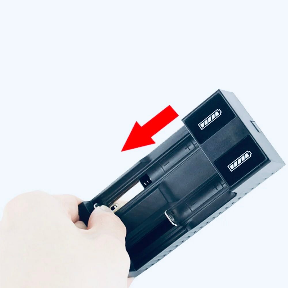 Универсальное зарядное устройство, 2 слота, USB разъем, для литийионных аккумуляторов 3,7 В, 18650, 26650, 14500 — фото 4
