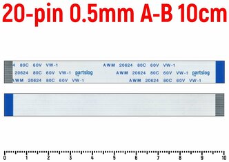 Шлейф FFC 20-pin Шаг 0.5mm Длина 10cm Обратный A-B