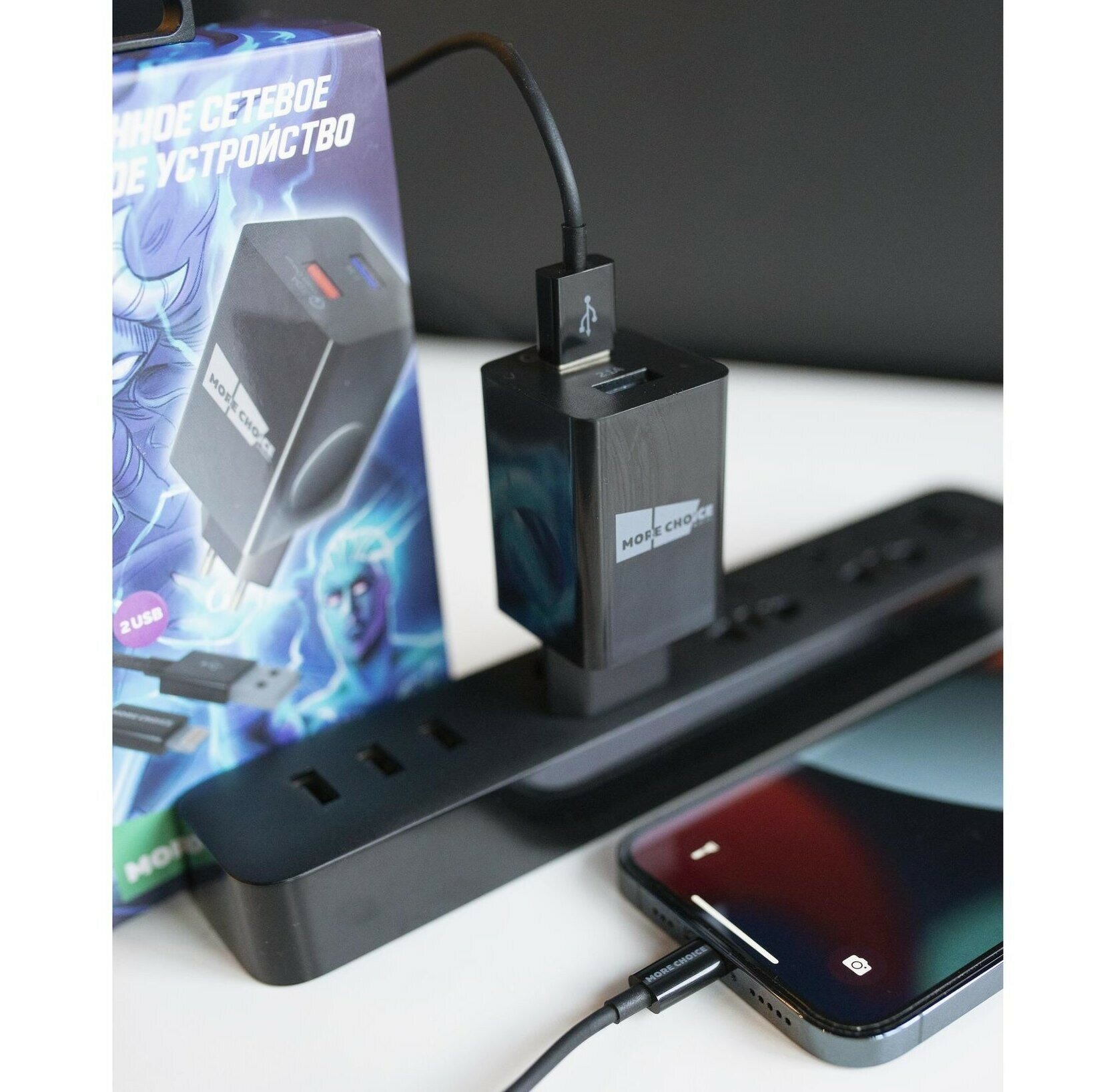 Зарядное устройство сетевое More Choice Smart 2*USB 3.0A QC3.0 быстрая зарядка для micro USB Black - фото №5