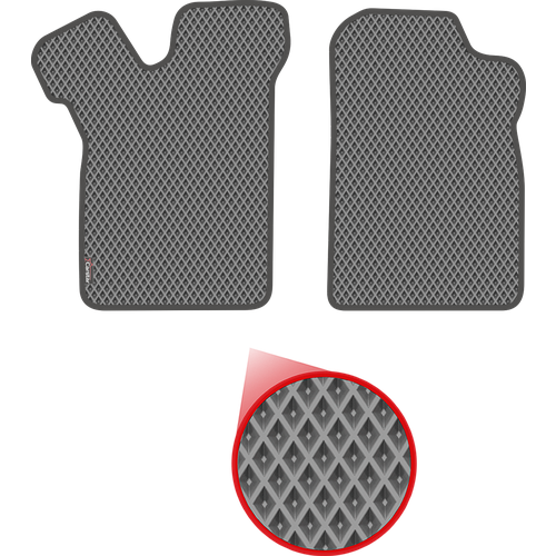 Передние коврики EVA для Lada Samara I 2109 (1987-2006), серые с серым кантом, ячейка - ромб