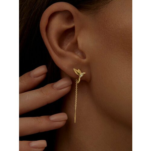 Серьги цепочки MIESTILO серебро 925 проба золочение фианит золотистый желтый 1158₽