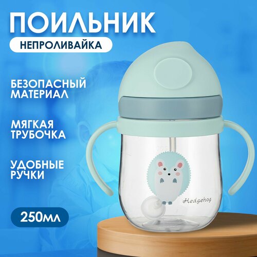 Бутылочка для кормления Детский поильник - непроливайка с гибкой трубочкой и ручками Ёжик 250ml 429₽