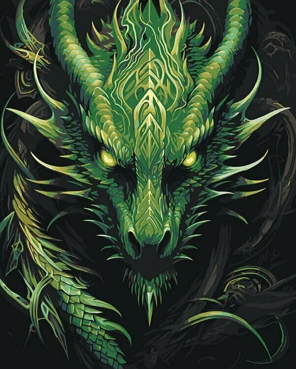 Картина по номерам на холсте Зеленый древесный дракон 40х50