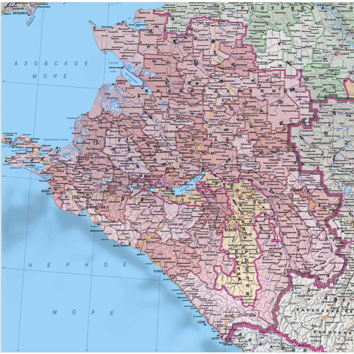 Административная карта Краснодарского края GlobusOff 150 х 150 см