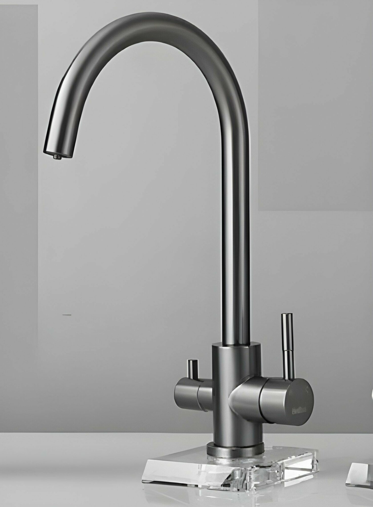 фото Смеситель однорычажный для кухни с выходом на фильтр HAIBA HB76819-3 оружейная сталь