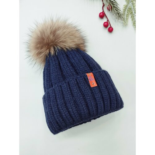 фото Шапка бини мой ангелок, размер 52-56, синий