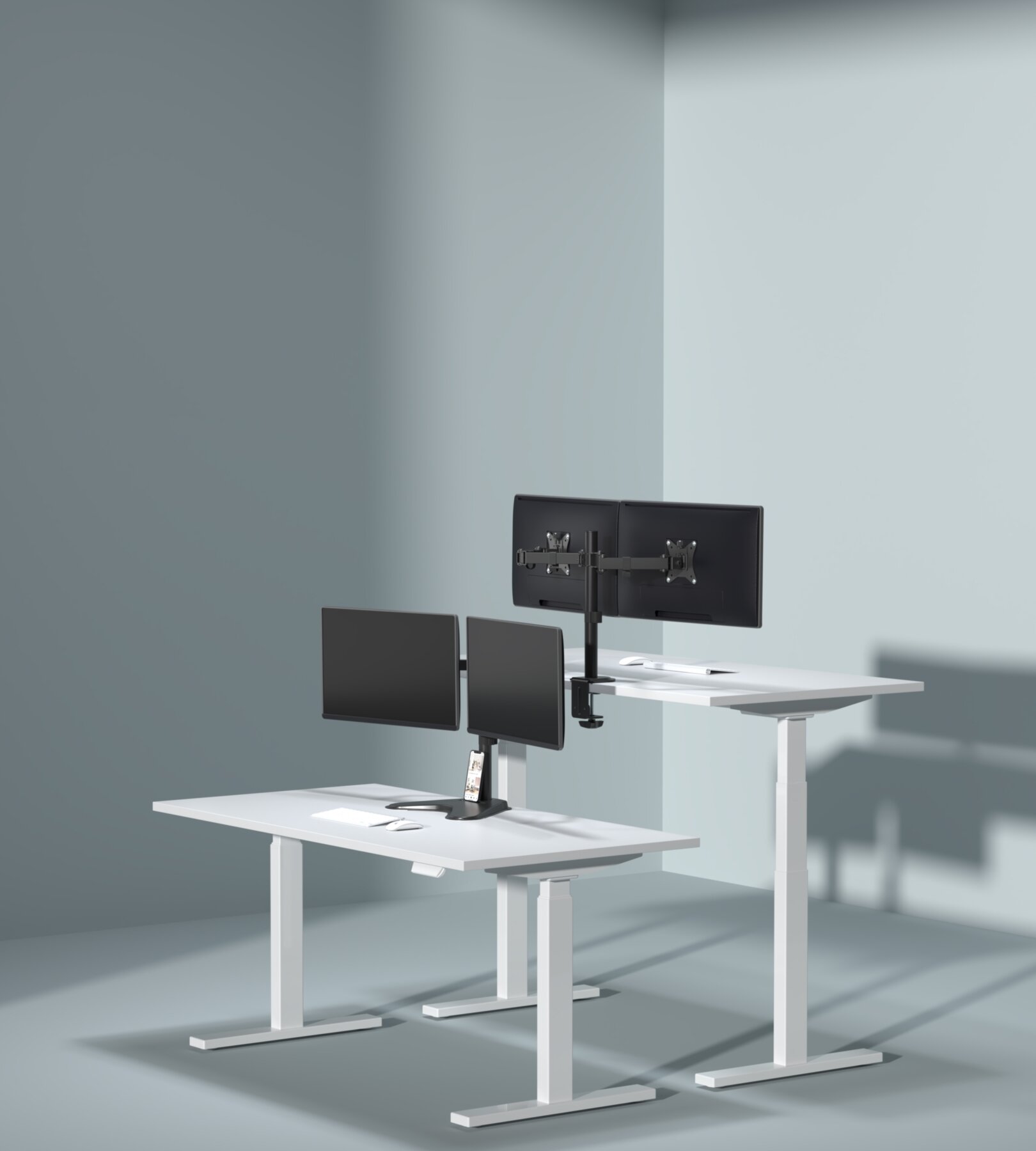 Настольный кронштейн для двух мониторов / телевизоров iTECHmount MTM-211M (17" - 32") — фото 15