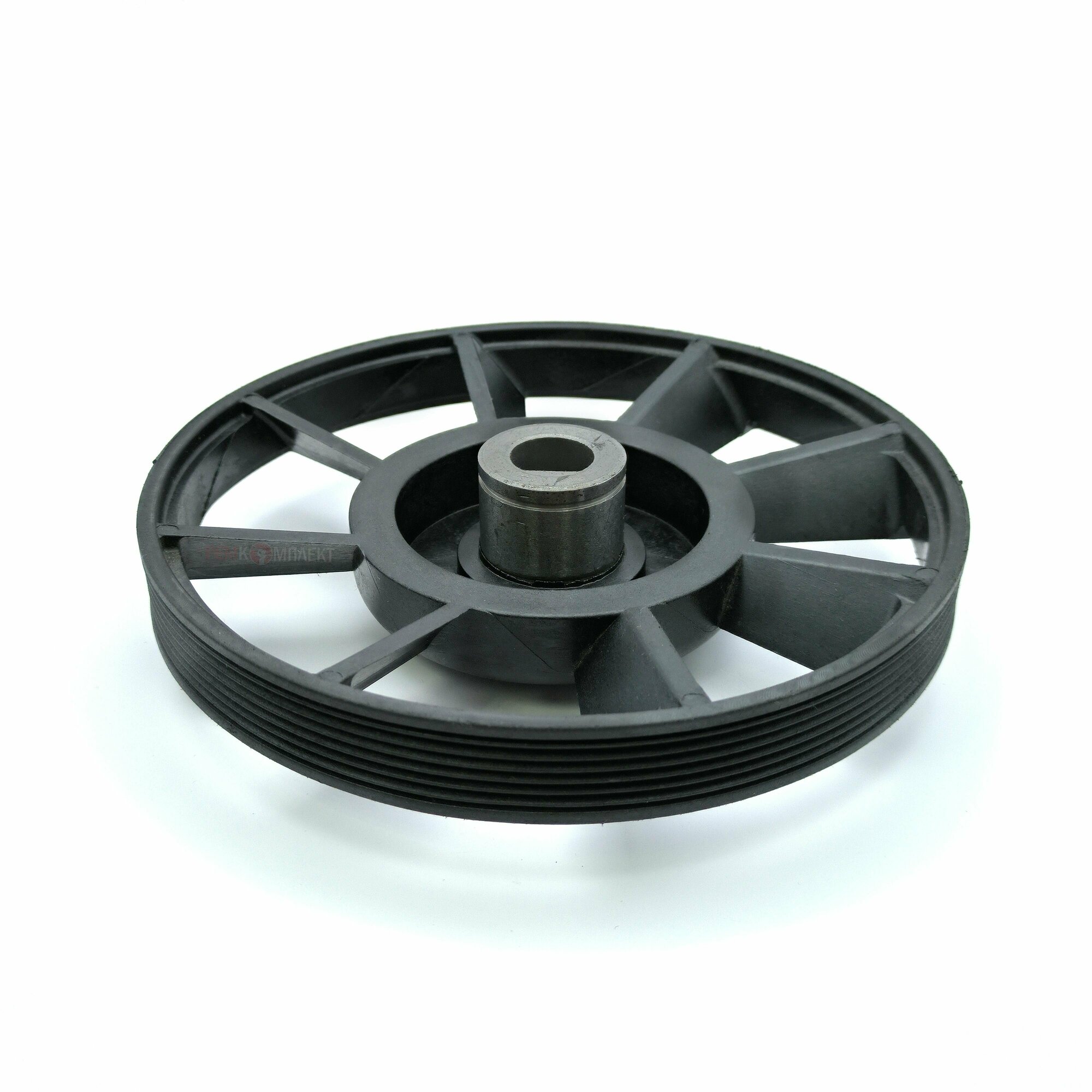 фото Шкив для бетономешалки, D-163 мм, D-17 мм скос, ручейковый, металлическая втулка, 010339(5)