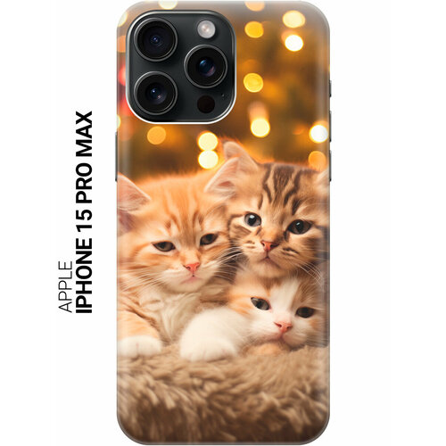 фото Силиконовый чехол на apple iphone 15 pro max / эпл айфон 15 про макс с рисунком "котята и новый год" slvgo
