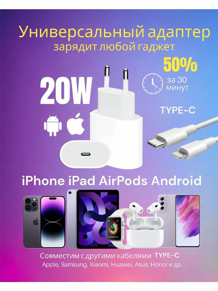 Зарядное устройство для телефона Dipolizz с разъемом USB Type-C — фото 1