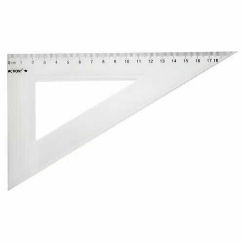 Треугольник пластиковый длинна 18см прозрачный градуировка УФ чернила 249₽