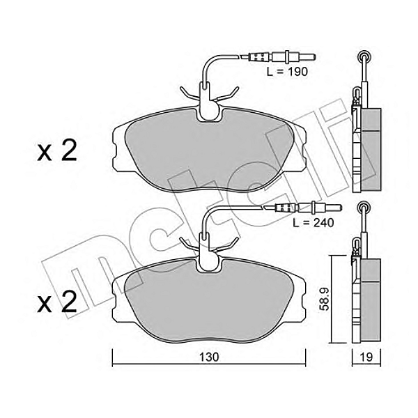 METELLI 22-0072-3 (425109 / 425110 / 71752992) колодки дисковые передние\ Peugeot (Пежо) 806 2.0-2.1td, Citroen (Ситроен)