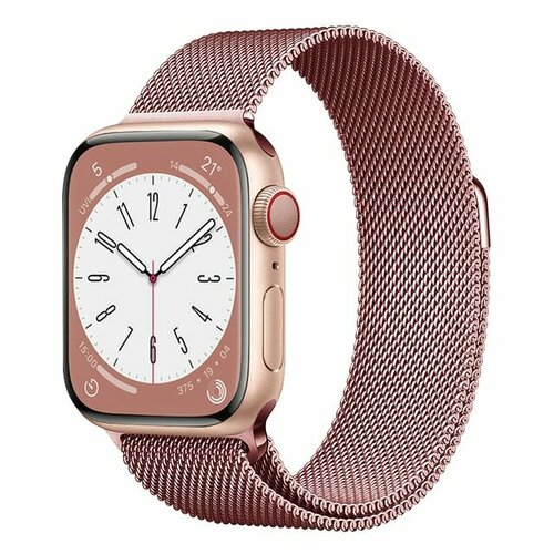 Ремешок миланcкий из нержавеющей стали Milanese Loop для Apple Watch 42/44/45/49 мм, на магните, розовый (4) сетчатый браслет миланская петля для apple watch 42 44 мм серебристый