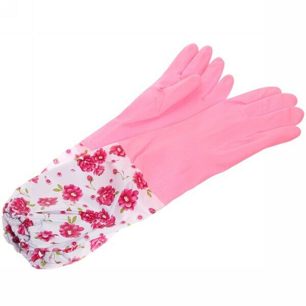 Перчатки пвх «Садовник» розовые 45см с флисовой подкладкой и удлиненными рукавами ДоброСад