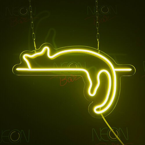 Изображение товара Неоновый светильник, неоновая светодиодная вывеска на стену, настенная неоновая лампа "Спящая кошка", 45х27 см. с диммером