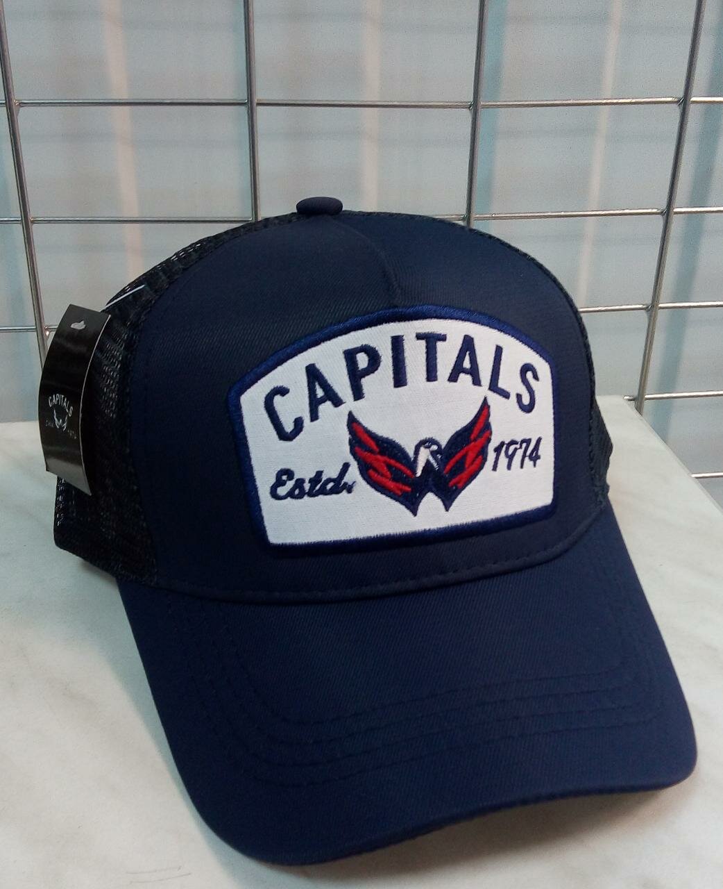 Для хоккея Вашингтон Кэпиталс кепка летняя хоккейного клуба WASHINGTON CAPITALS (США ) бейсболка в сеточку темно-синяя