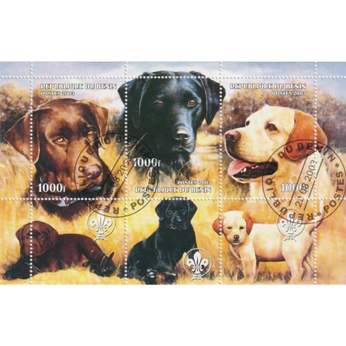 Почтовые марки Бенин 2003г. Охотничьи собаки - Лабрадор ретривер Собаки U