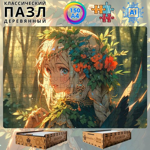 Деревянный классический пазл для взрослых и детей Kroaton Аниме лесной эльф 150 деталей 29*20 см