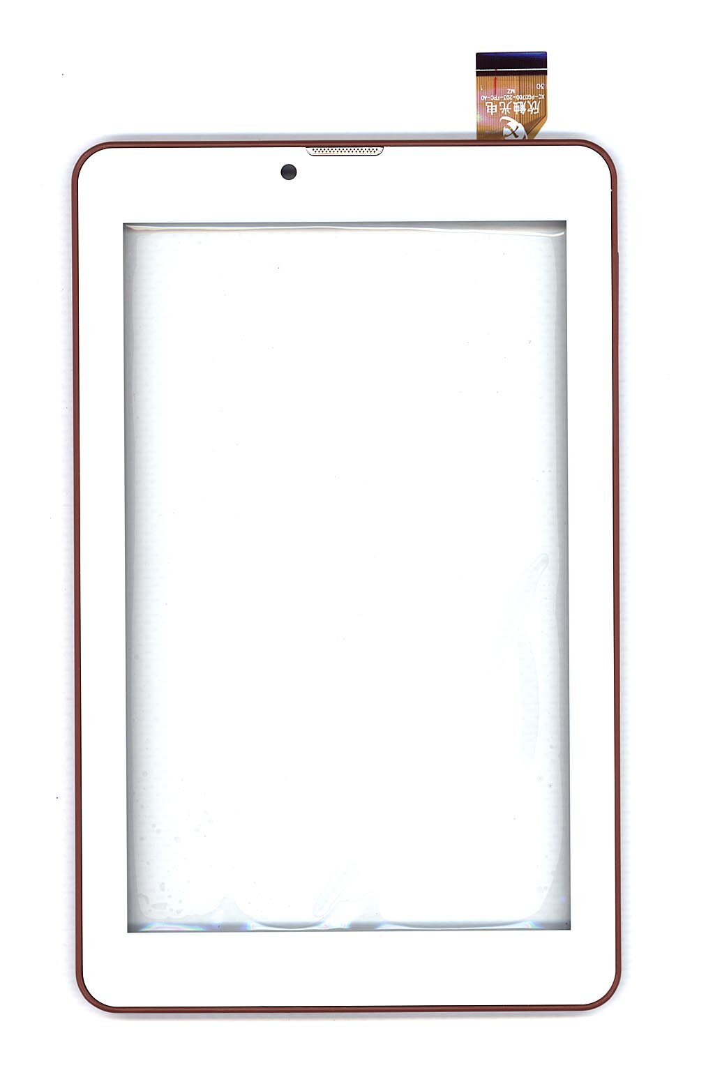 Сенсорное стекло (тачскрин) для Irbis TZ753 белое с коричневой рамкой