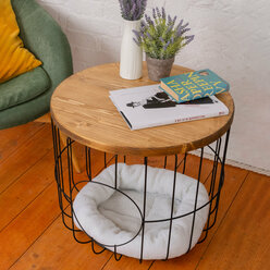 Стол журнальный ilwi с деревянной столешницей и лежанкой для собаки или кошки MBL-W-TL-K-1-М/1/3, подарок на день рождения