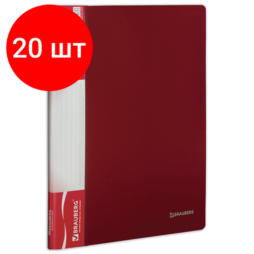 Комплект 20 шт, Папка 10 вкладышей BRAUBERG стандарт, красная, 0.5 мм, 221590