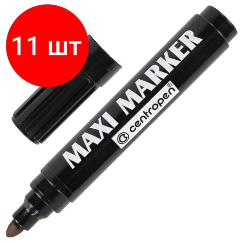 Комплект 11 шт, Маркер перманентный универсальный черный CENTROPEN Maxi Marker, 2-4 мм, 8936, 5 8936 0112