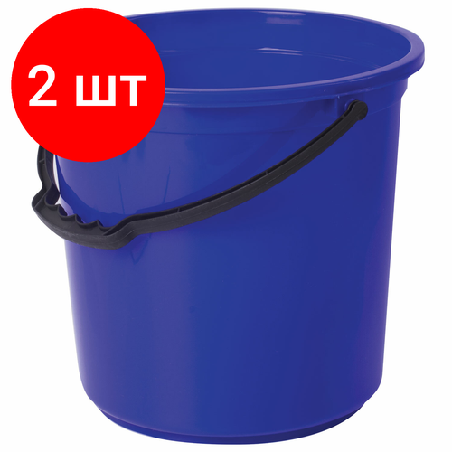 Комплект 2 шт Ведро 12 л без крышки пластиковое пищевое с узором цвет синий мерная шкала LAIMA 603894 1603₽
