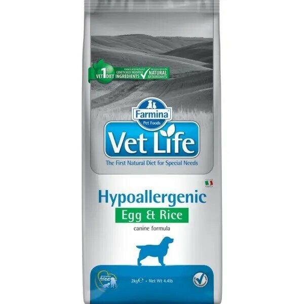 Farmina 1шт -2кг Vet Life Dog Hypoallergenic сухой для собак при аллергии с яйцом и рисом