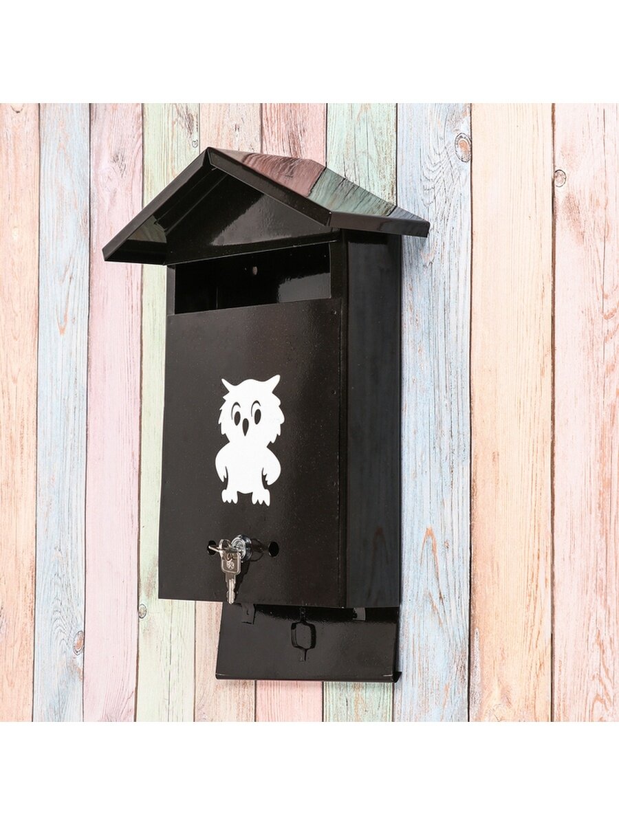 Ящик почтовый с замком, вертикальный, «Домик», чёрный - фотография № 7