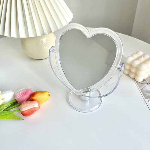 Зеркало настольное косметическое плешоп для макияжа в форме сердца, прозрачное, 12,5 см