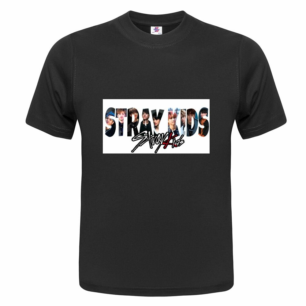 Футболка  Детская футболка ONEQ 158 (13-14) размер с принтом Логотип Stray Kids, черная