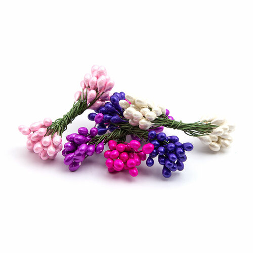 Тычинки для искусственных цветов на проволке, Astra&Craft, 0,5*6 см, 50 г (+/- 3 г), 5 цветов (розово-фиолетовый микс) розовый, фиолетовый