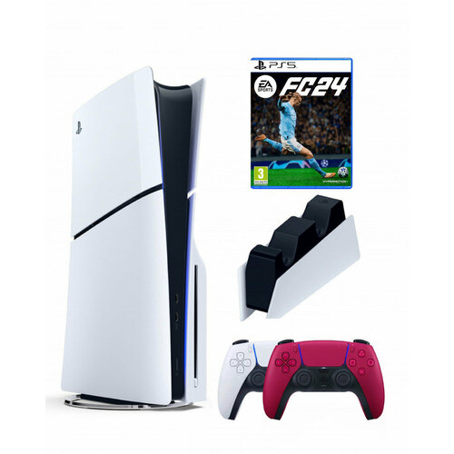 Приставка Sony Playstation 5 slim 1 Tb2-ой геймпадкрасныйзарядноеFC24 7777400₽