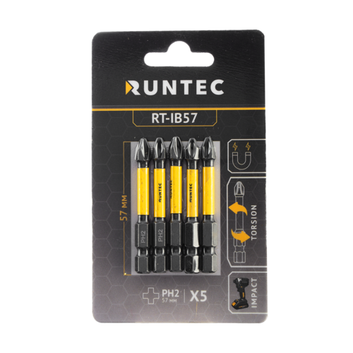 RUNTEC RT-IB57 Бита ударная RUNTEC H6.35 57мм PH2 5шт.