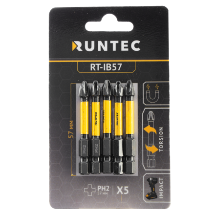 RUNTEC RT-IB57 Бита ударная RUNTEC H6.35 57мм PH2 5шт.