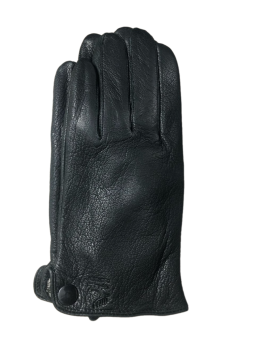Кожаные перчатки черные с кнопкой р. S/M